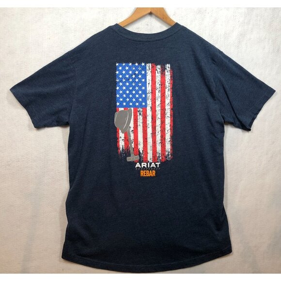 Ariat Rebar Cotton Strong American Grit Graphic T-Shirt Vertical Flag Men's XL - Picture 1 of 6